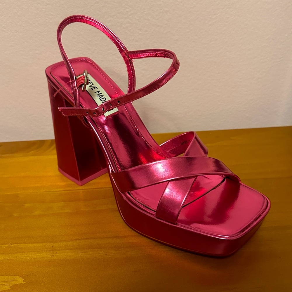 Steve Madden Pink Platform Heels with Chunky Block Heel
